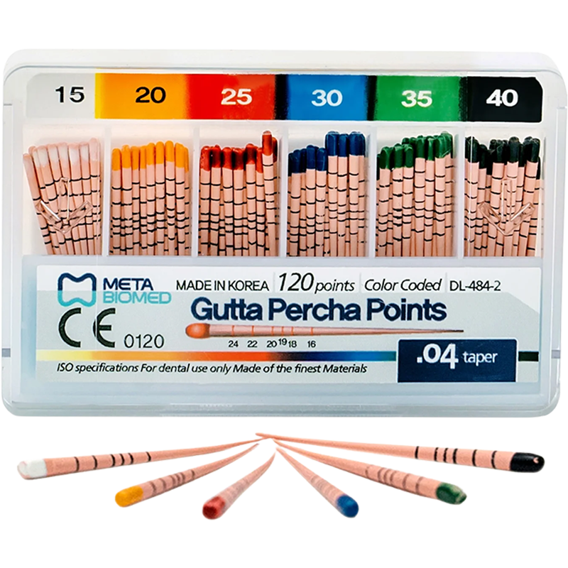 PUNTAS DE GUTAPERCHA META - TAPER 0.04 NO. 15-40  (60)