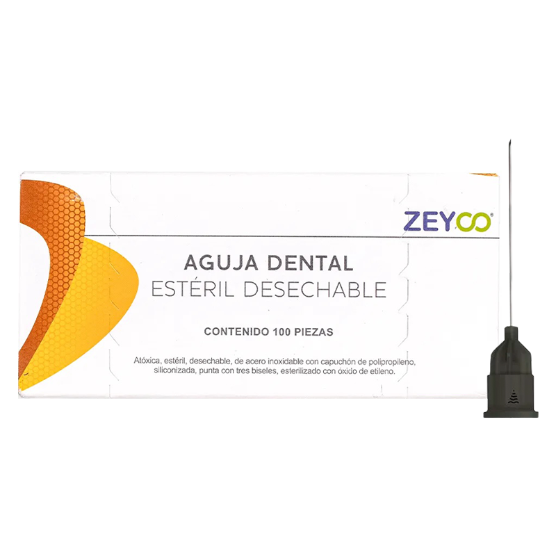 AGUJA DENTAL ZEYCO CALIBRE 27 LARGA CAJA C/100 PZAS.(0.40x36)