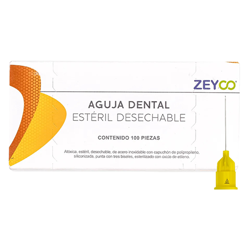 AGUJA DENTAL ZEYCO CALIBRE 27 CORTA CAJA C/100 PZAS. (0.40x21)