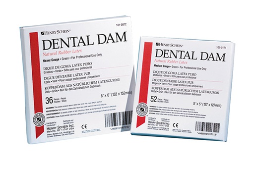 [HS 101-1505] DIQUE DE GOMA VERDE 6 X 6 MEDIUM (36 UNIDADES)