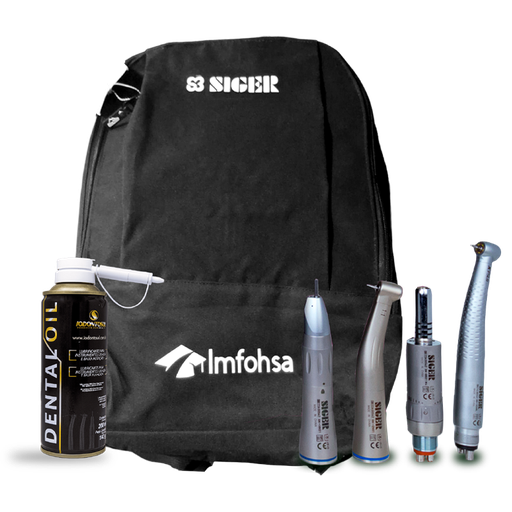 [SR KIT XP5LG] KIT ALTA Y BAJA VELOCIDAD 4 HOLES MODELO XP5LG LED +MP-530 + MP-51 +MP-52 + SPRAY + CANULA + MOCHILA