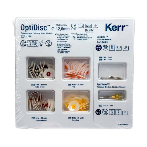 [KR 4188] PULIDOR DE RESINA OPTIDISC KIT 12.6MM (120 DISCOS , 2 MANDRILES, 1 OPTISHINE)